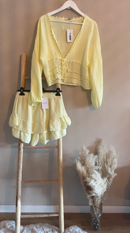 Wunderschöne Musselin-Bluse Lemon Gelb