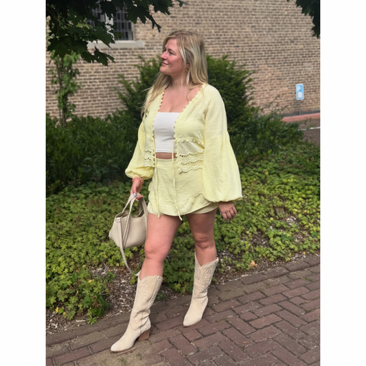 Wunderschöne Musselin-Bluse Lemon Gelb